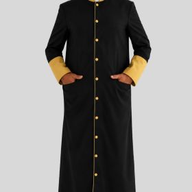 Men's Solid Black Ministerial Robe for Worship Services
