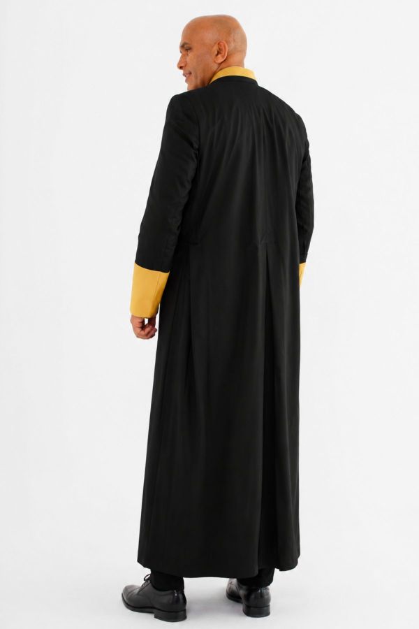 Men's Solid Black Ministerial Robe for Worship Services