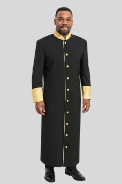 solid black clergy robe