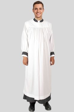 Traditional White Clergy Rochet with Pleated Sleeves