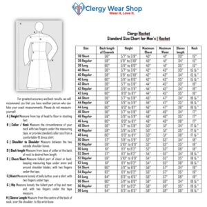size chart of clergy rochet for mens
