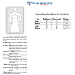 Square Neck Clergy Alb Size Chart