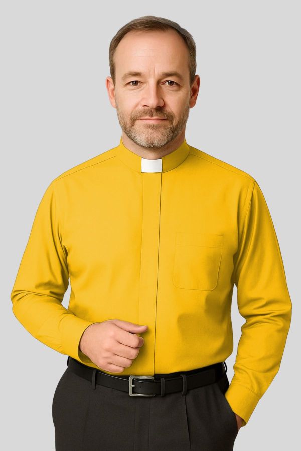 Golden Tab Clergy Collar Shirt for Mens & Easy Care