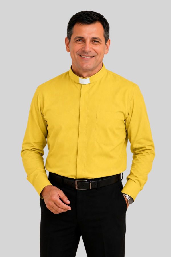 Golden Tab Collar Clergy Shirt for Senior Pastors