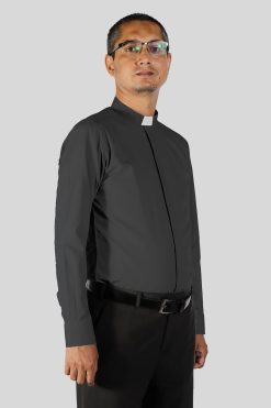 Professional Black Tab Clergy Collar Shirt Long Sleeve & Easy Care