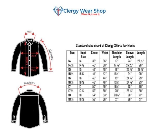size chart for clergy shirts