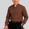 Brown Tab Collar Clergy Shirt for Priests & Pastors