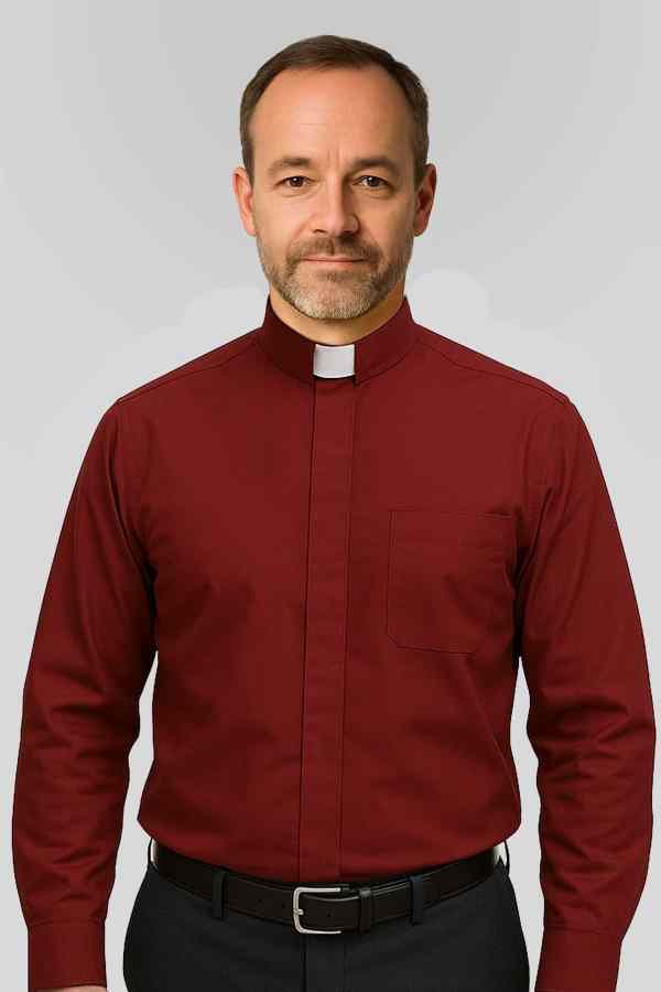 Comfort Fit Brown Clergy Shirts Tab Collar & Short Sleeves