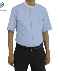 Light Blue Clergy Shirt Short Sleeve