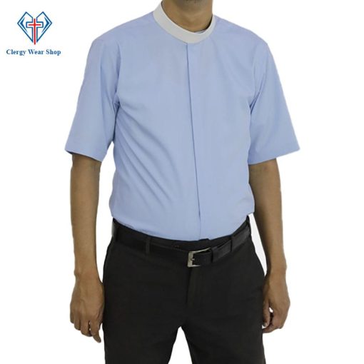 Light Blue Clergy Shirt Short Sleeve