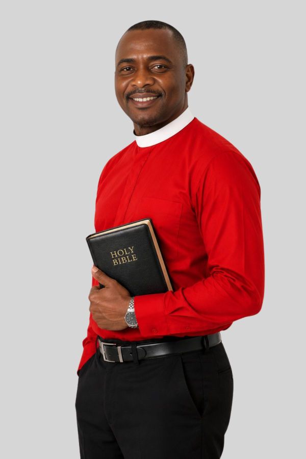 Liturgical Red Neckband Clergy Shirt