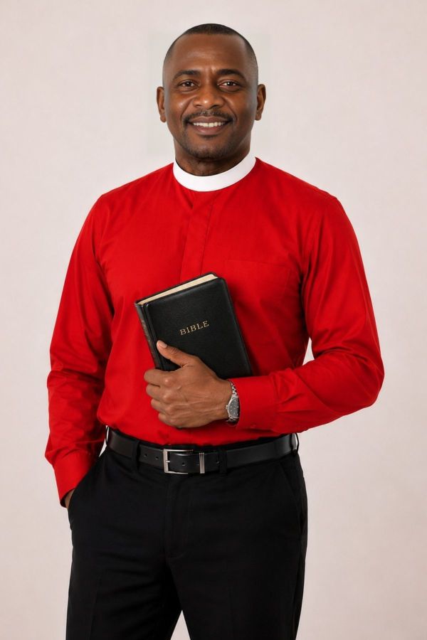 Liturgical Red Neckband Clergy Shirt