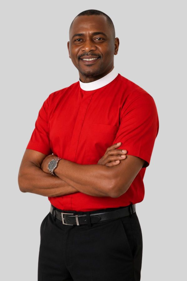 Liturgical Red Neckband Clergy Shirt