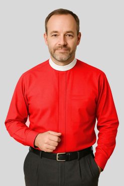 Red Neckband Clergy Shirt