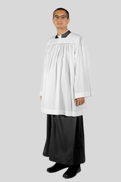 White Clergy Surplice with Square Neck Design