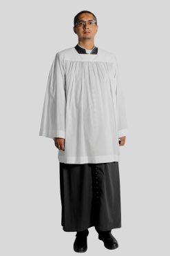 White Clergy Surplice with Square Neck Design
