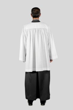 White Clergy Surplice with Square Neck Design