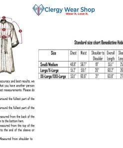 Size chart of benedictine habit