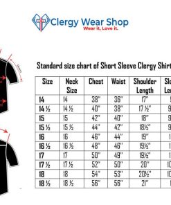 Size chart of Short Sleeve Clergy Shirt