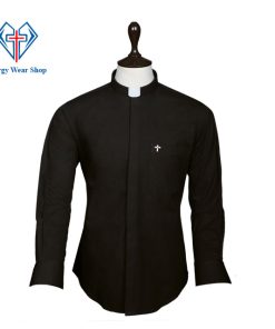 Long Sleeve Clergy Shirt for Men’s – Black