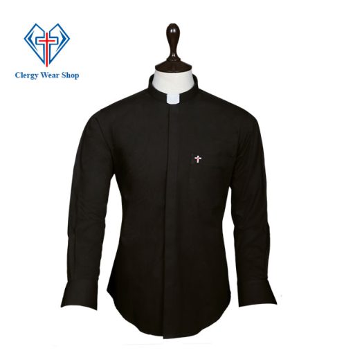 Long Sleeve Clergy Shirt for Men’s – Black