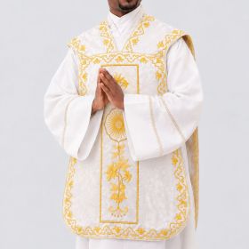 White Roman Chasuble with Gold Embroidery