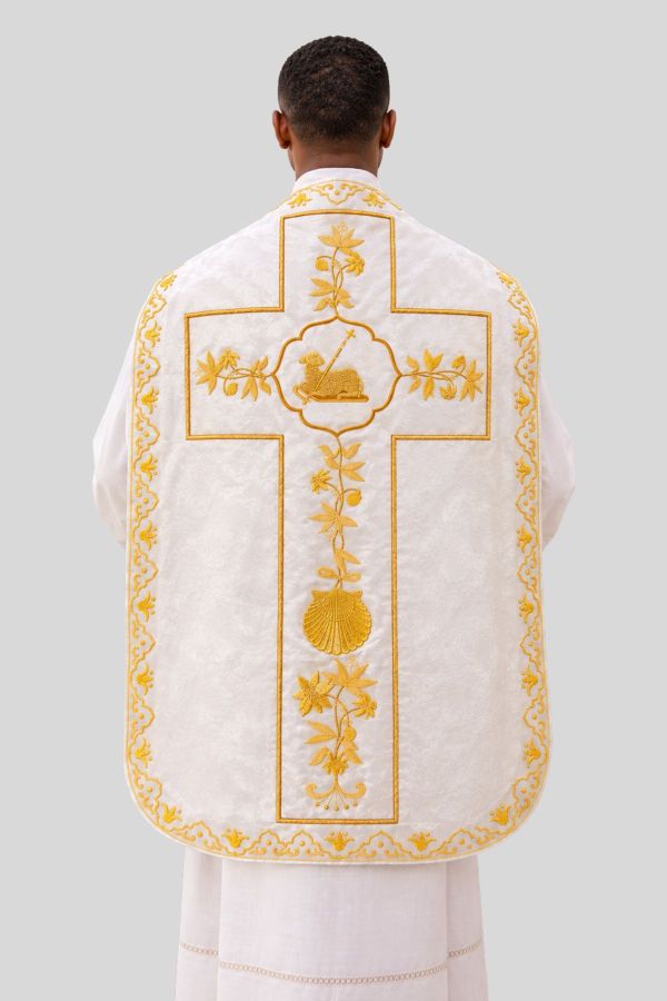 White Roman Chasuble with Gold Embroidery
