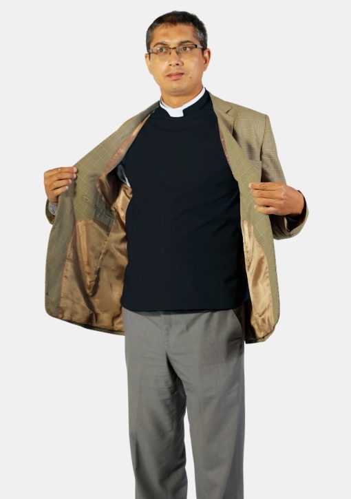 Black Clergy Rabat with Roman Collar