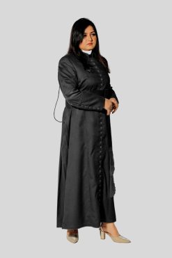 Black Cassock for Women with 33 Buttons
