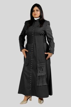 Black Cassock for Women with 33 Buttons
