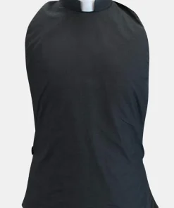 roman collar front shirt black