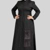Liturgical Women's Black Cassock with Black Trim