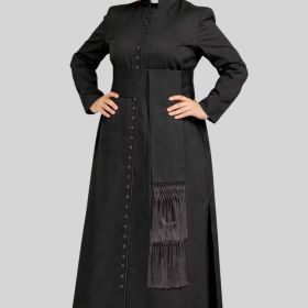 Liturgical Women's Black Cassock with Black Trim