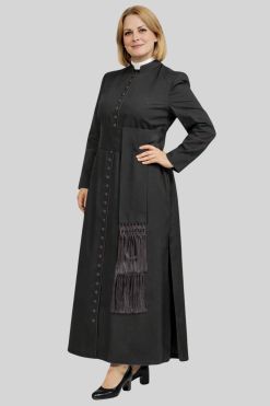 Liturgical Women's Black Cassock with Black Trim