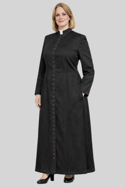 Liturgical Women's Black Cassock with Black Trim