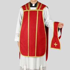 Traditional Red Roman Chasuble for Clergy Elegant & Reverent
