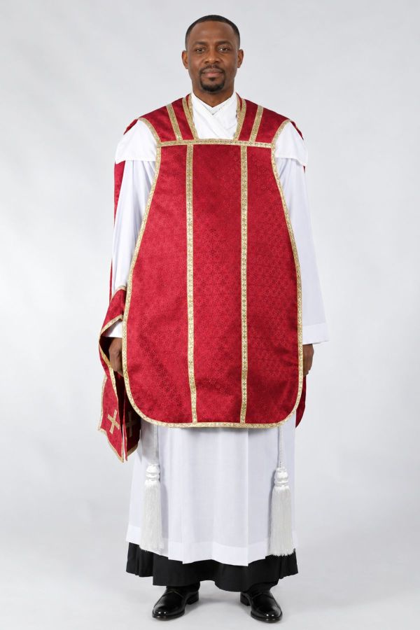 Traditional Red Roman Chasuble for Clergy Elegant & Reverent