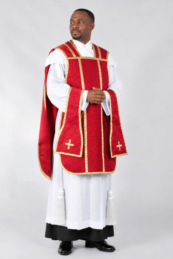 Traditional Red Roman Chasuble for Clergy Elegant & Reverent