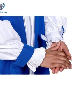 white rochet with royal blue cuff