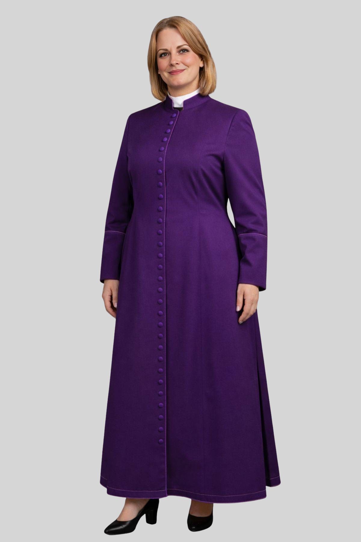 Pontifical Roman Purple Women’s Cassock (3) Pontifical Roman Purple Women's Cassock for Worship