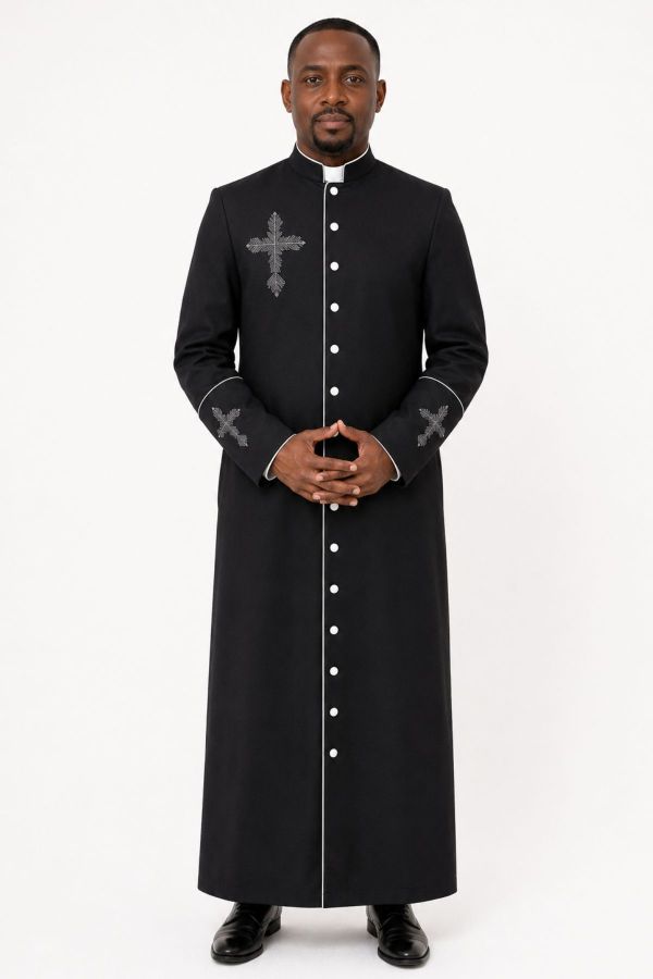 Classic Silver Clergy Robe for Men Ideal for Liturgical Events