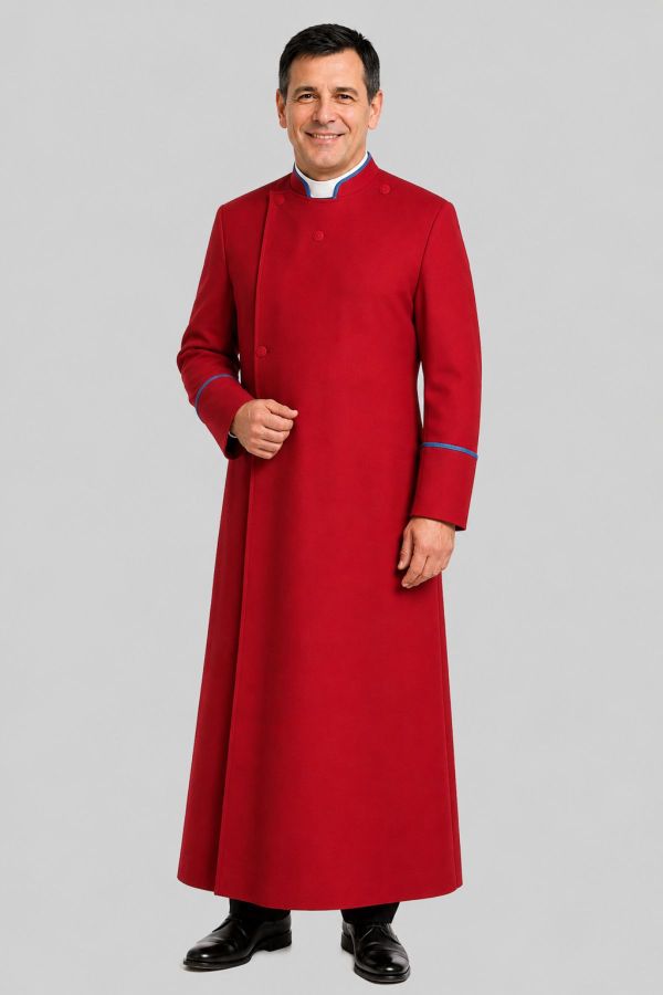 Custom Red Anglican Cassock for Male Clergy
