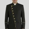 Sharp Black Clergy Jacket with Gold Highlights