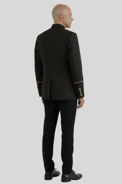 Sharp Black Clergy Jacket with Gold Highlights
