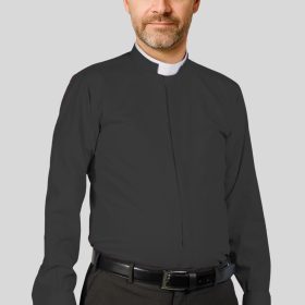Tonsure Collar Black Clergy Shirt Tailored for Church Services