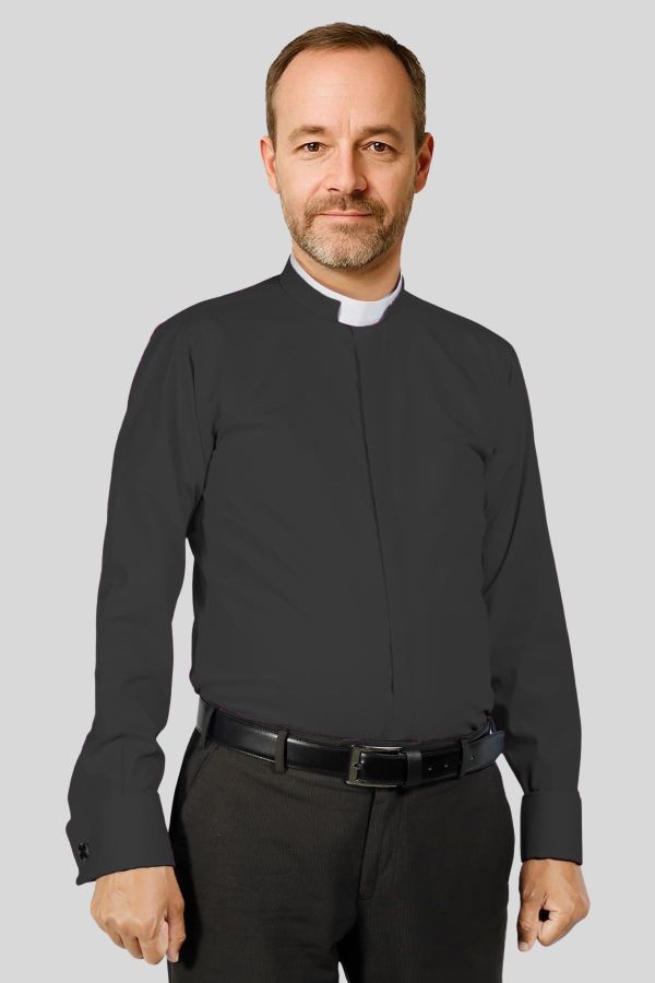 Tonsure Collar Black Clergy Shirt