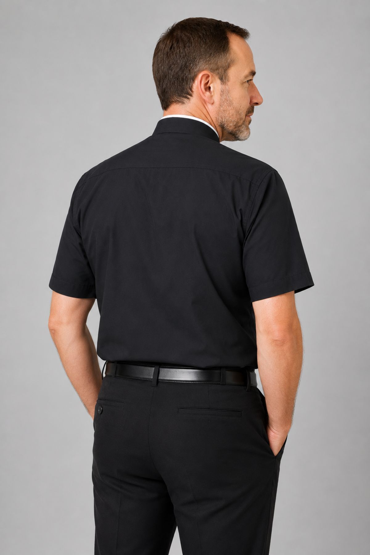 Tonsure Collar Black Clergy Shirt Tailored for Church Services Tonsure Collar Black Clergy Shirt Tailored for Church Services