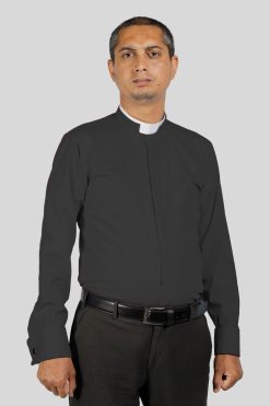 Tonsure Collar Black Clergy Shirt Tailored for Church Services