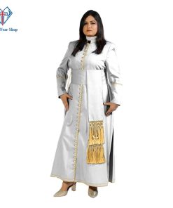 White Cassock Womens 33 Buttons Clergy Cassock