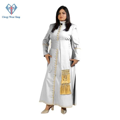 White Cassock Womens 33 Buttons Clergy Cassock